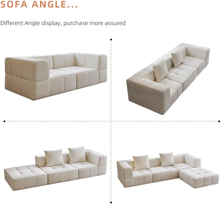 Pixa Homes Luxury Modern L-Shaped Sectional Sofa Set with Ottoman - Light Brown, 3 Seater - Image 4